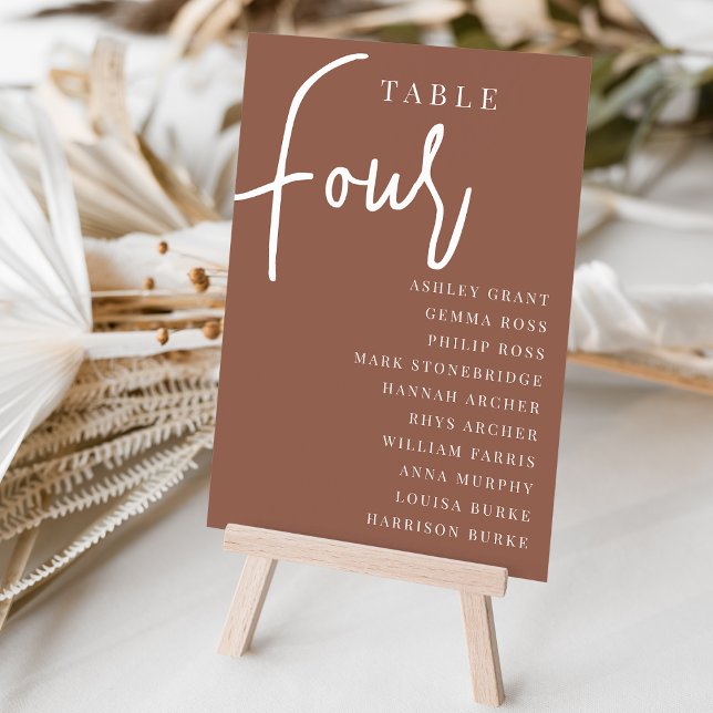 Rust Hand Scripted Table FOUR + Guest Names Number (Creator Uploaded)