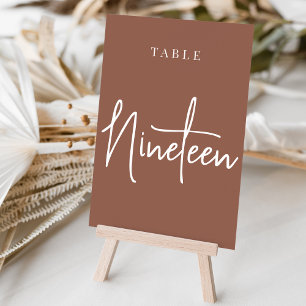 Rust Hand Scripted Table NINETEEN Number