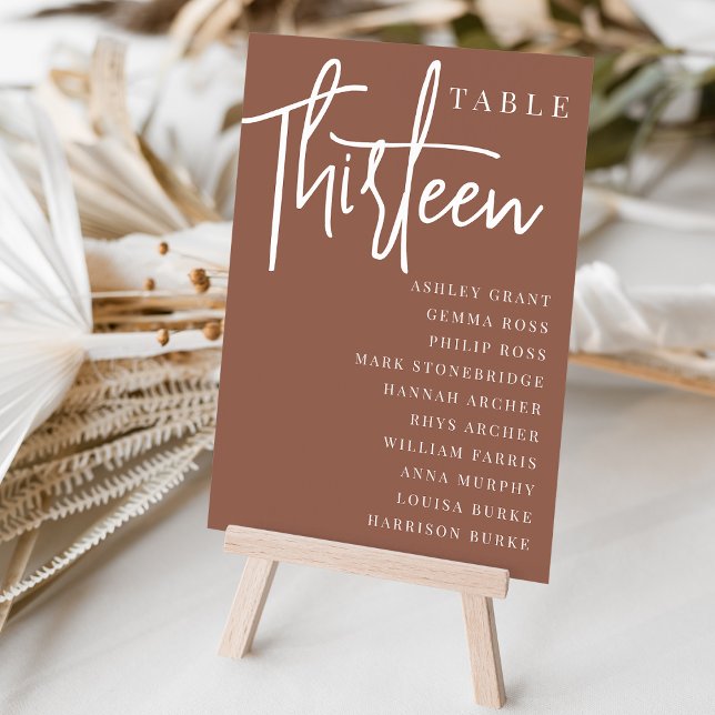 Rust Hand Scripted Table THIRTEEN + Guest Names Number (Creator Uploaded)