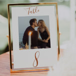 Rust Handwritten Script Wedding Photo  Table Number<br><div class="desc">An elegant modern handwritten calligraphy script in a rust colour with photo makes this an excellent addition and keepsake to your wedding table.  Easily personalise with your photo and number(s) of choice.</div>