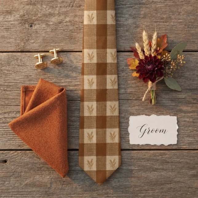 Rust Heritage Wheat Gingham Pattern Tie (Creator Uploaded)