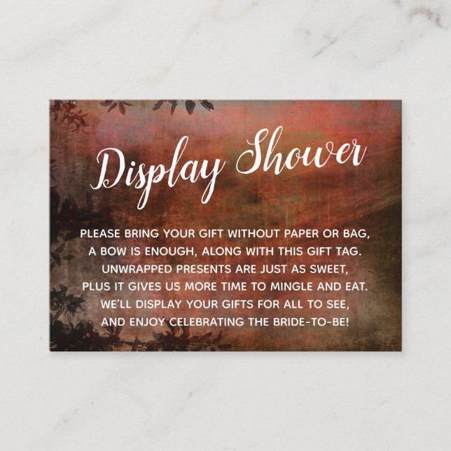 Rust Hued Grunge Display Bridal Shower Gift Card (Front)