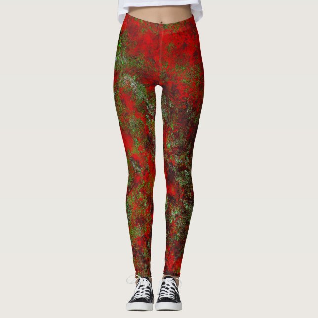 Rust Inspired Art by Heva Weva Red Mix Women’s  Leggings (Front)