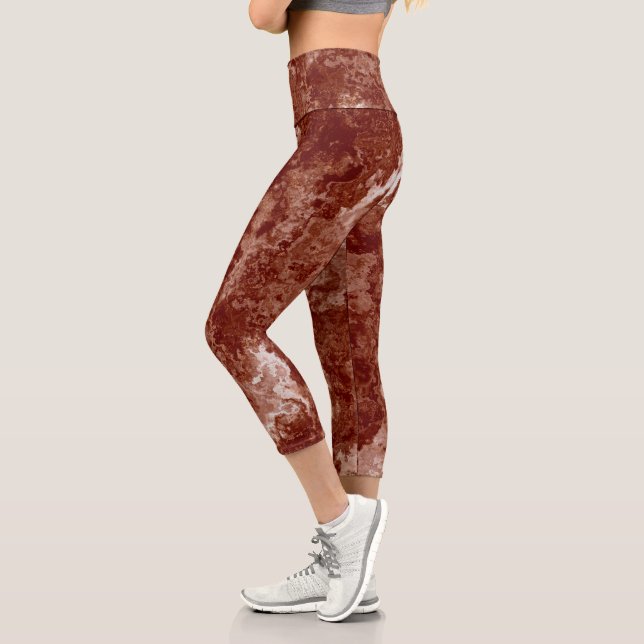 Rust Marble Swirl Abstract Capri Leggings (Left)