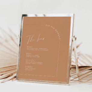 Rust Minimalist Calligraphy Wedding Bar Menu