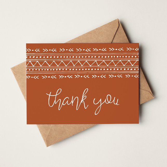Rust Modern Boho Thank You Note Card (Creator Uploaded)