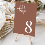 Rust Modern Handwritten   Classic Serif Table Number<br><div class="desc">Simple and chic table number cards in rust and white make an elegant statement at your wedding or event. Design features "table" in handwritten script lettering,  with the table number at the lower right in timeless serif typography. Design repeats on both sides.</div>