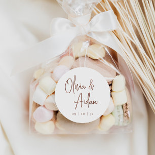 Rust Modern Handwritten Script Wedding Classic Round Sticker