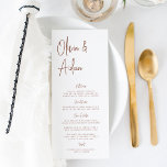 Rust | Modern Handwritten Script Wedding Menu<br><div class="desc">Designed to match our Modern Handwritten Script wedding invitations. A beautiful typography based design with a minimalist feel,  featuring modern terracotta rust handwritten script and classic serif lettering. Personalize with your menu items using eight custom text fields.</div>