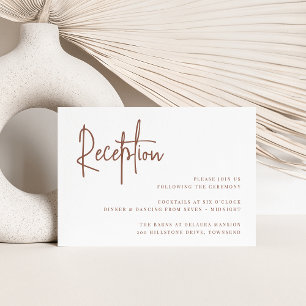 Rust   Modern Handwritten Script Wedding Reception Enclosure Card