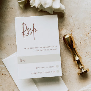 Rust   Modern Handwritten Script Wedding RSVP Card