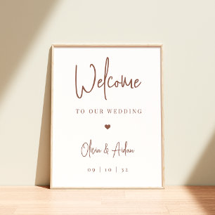 Rust   Modern Handwritten Script Wedding Welcome Poster