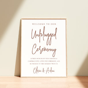 Rust   Modern Handwritten Unplugged Ceremony Sign