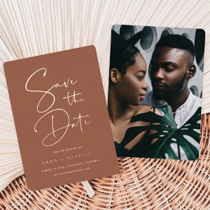 Rust   Modern Minimal Script Photo Save the Date