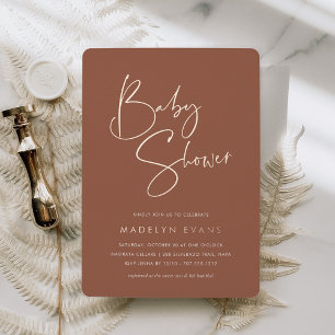 Rust Modern Minimalist Script Baby Shower