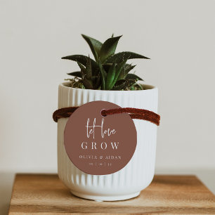Rust Modern Script Let Love Grow Seed or Plant Favour Tags