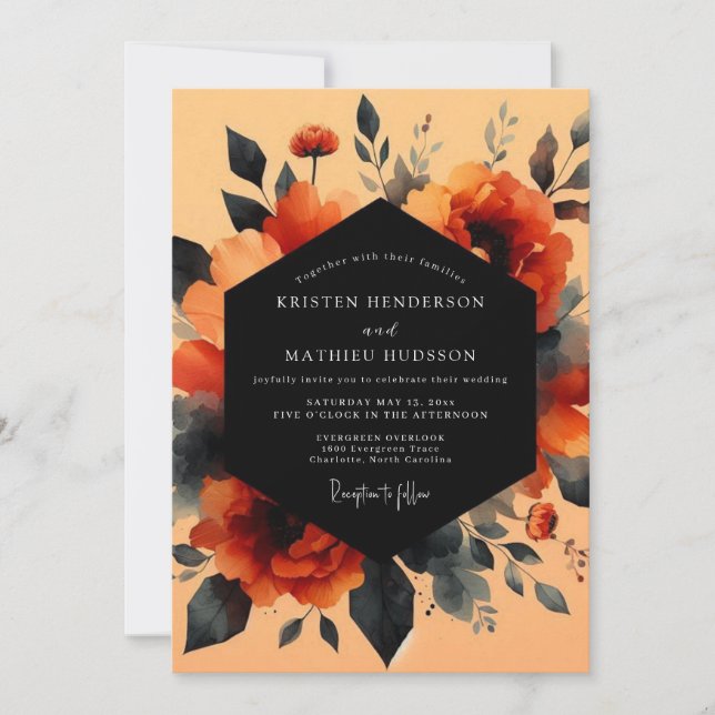 Rust Moody Painterly Wedding Invitation (Front)