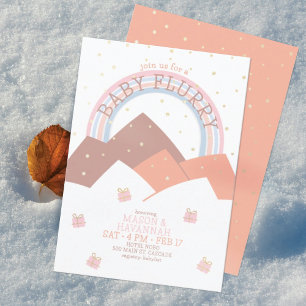 Rust Mountain Snow Flurry Baby Shower Invitation