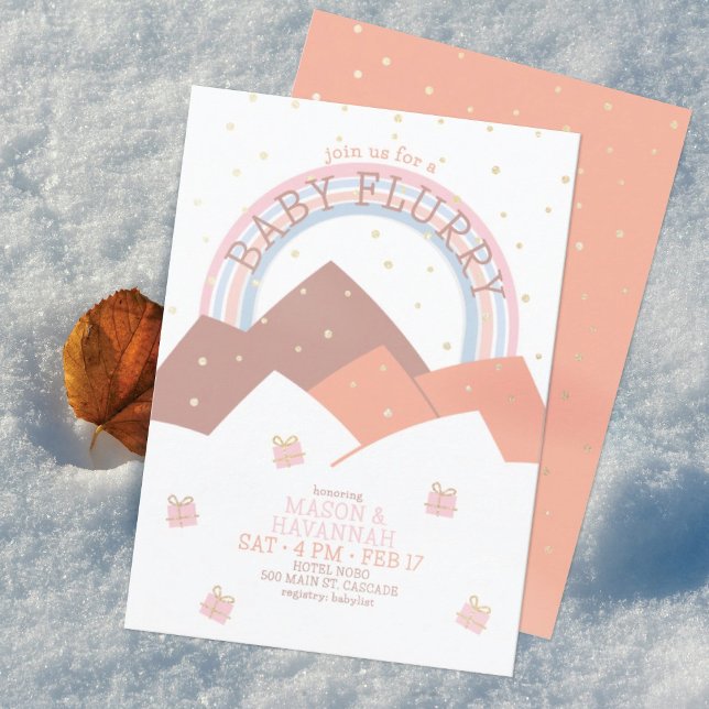 Rust Mountain Snow Flurry Baby Shower Invitation (Creator Uploaded)