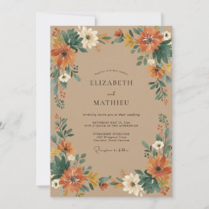 Rust Mustard Leafy Wedding Invitation