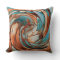 Rust N Blue Abstract Art Throw Pillow