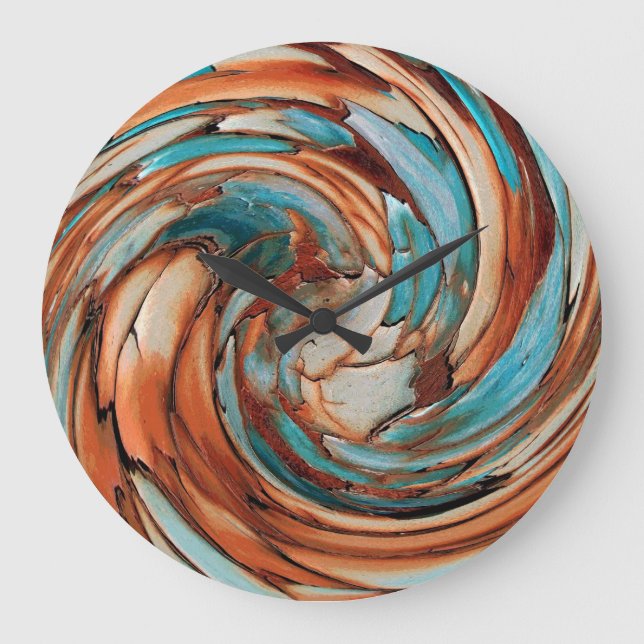 Rust N Teal Dolphin vs Eagle Abstract Wall Clock (Front)
