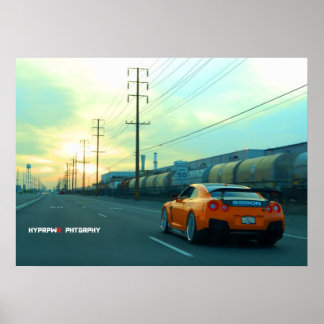 "Rust" Nissan GT-R in Industrial Area at Sunset Poster