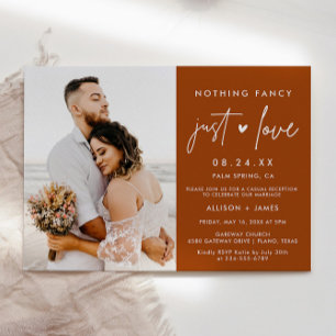 Rust Nothing Fancy Just Love Elopement Photo Invitation