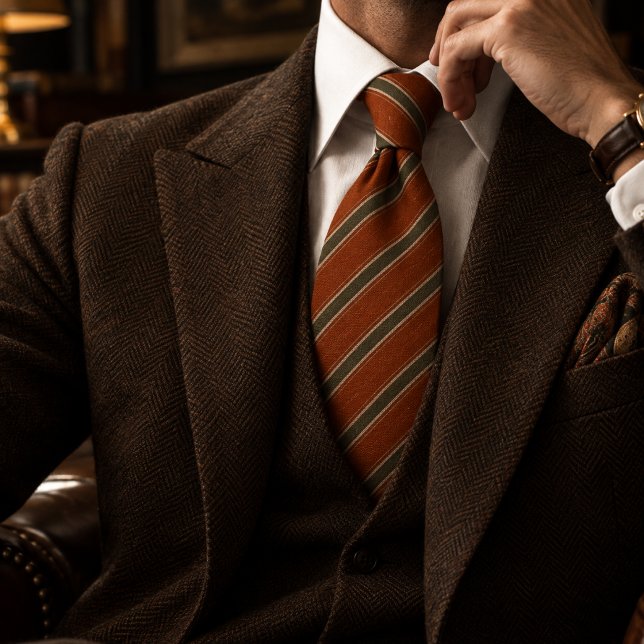 Rust Olive Heritage Diagonal Stripe Tie (Creator Uploaded)