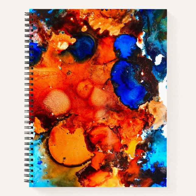 Rust orange abstract art ink notebook (Front)
