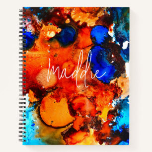 Rust orange abstract art ink notebook