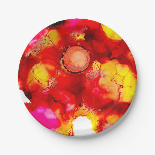 Rust orange abstract art ink paper plate