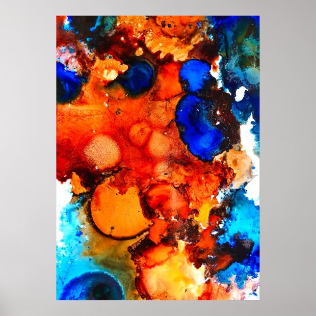 Rust orange abstract art ink poster (Front)