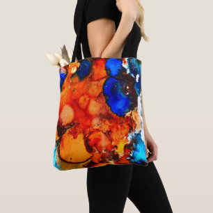 Rust orange abstract art ink tote bag
