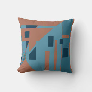 Rust Orange Blue Shades Contemorary Art Design Cushion