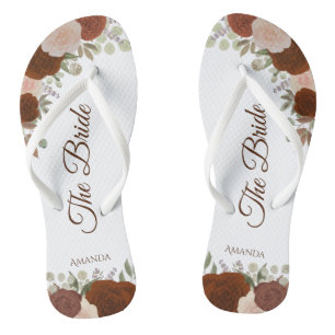Rust Orange Boho Autumn Roses The Bride Wedding Jandals