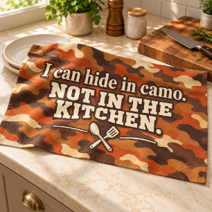 Rust Orange Camo Funny Kitchen Quote Tea Towel