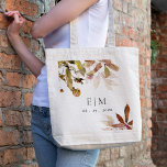 Rust Orange Fall Tree Leaves Monogram Wedding  Tote Bag<br><div class="desc">If you need any further customisation please feel free to message me on yellowfebstudio@gmail.com.</div>