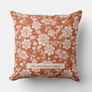 Rust Orange Lace Fall Cushion