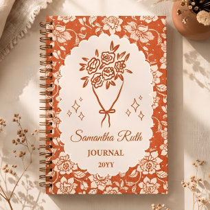 Rust Orange Lace Personalised Fall Journal