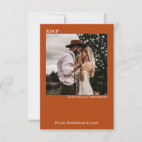 Rust Orange Modern Simple Minimalist Photo Wedding