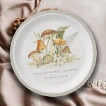 Rust Orange Mushroom Fern Foliage Bridal Shower Paper Plate<br><div class="desc">For any further customisation or any other matching items,  please feel free to contact me at yellowfebstudio@gmail.com</div>