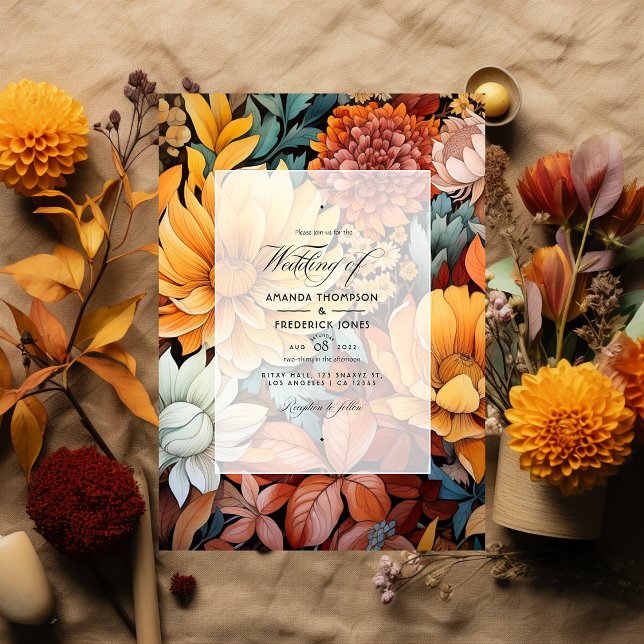 Rust Orange, Mustard Yellow, and Brown Wedding Invitation (Creator Uploaded)
