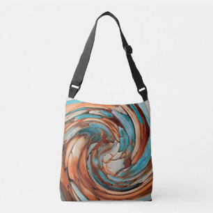 Rust Orange N Teal Blue Abstract Art  Crossbody Bag