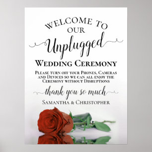 Rust Orange Rose Chic Unplugged Wedding Ceremony Poster