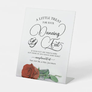 Rust Orange Rose Dancing Feet Flip Flop Wedding Pedestal Sign