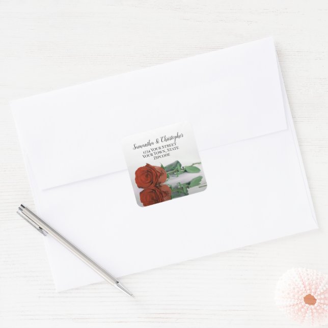 Rust Orange Rose Return Address Envelope Seal (Envelope)