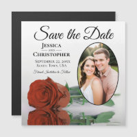 Rust Orange Rose Save The Date Photo Magnet