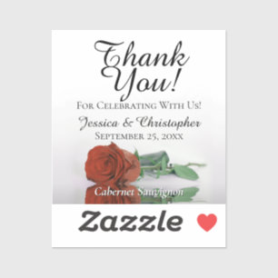 Rust Orange Rose Wedding Thanks Mini Bottle Label