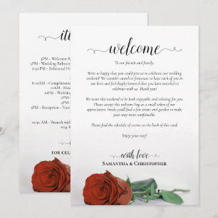 Rust Orange Rose Wedding Welcome & Itinerary Programme